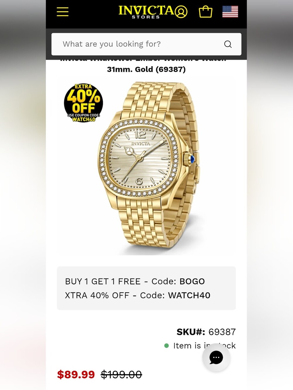 846.  Invicta Wildflower Ember Women's Watch - 31mm. Gold (69387) - Picture 7 of 7